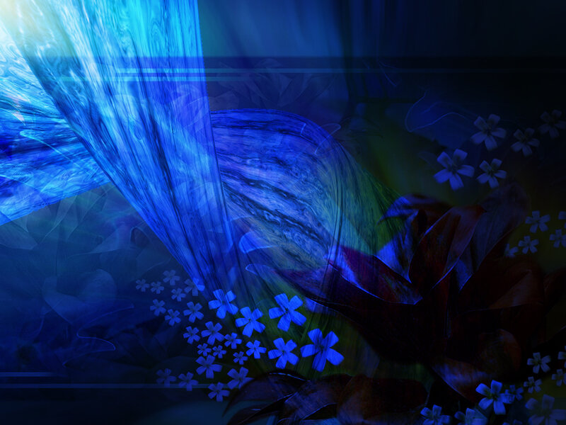 Blue Flowers and Leaves