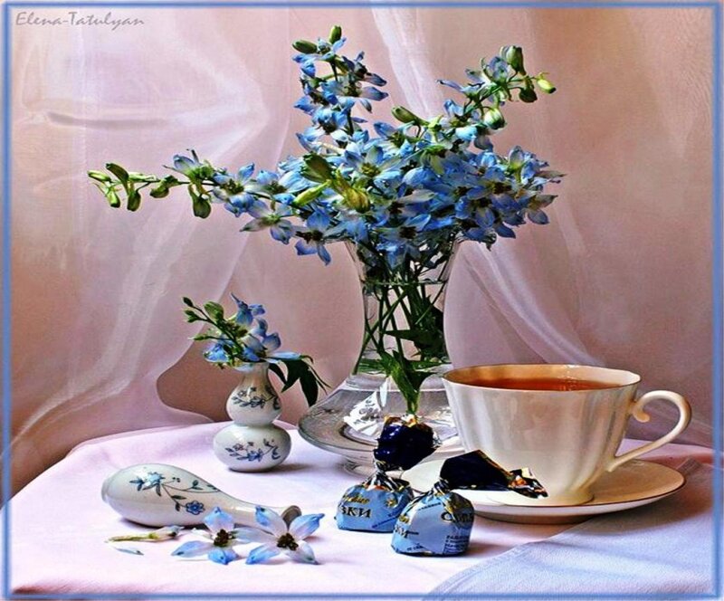 Blue Flowers and Tea Set