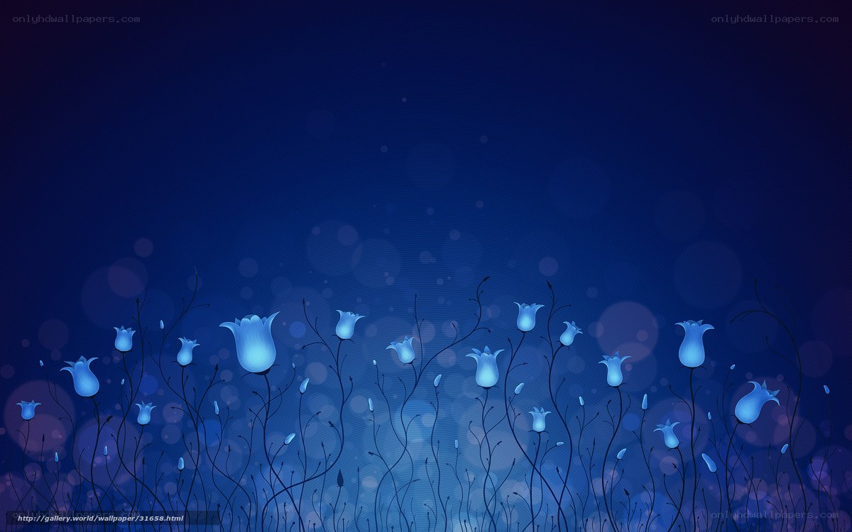 Blue flowers at night