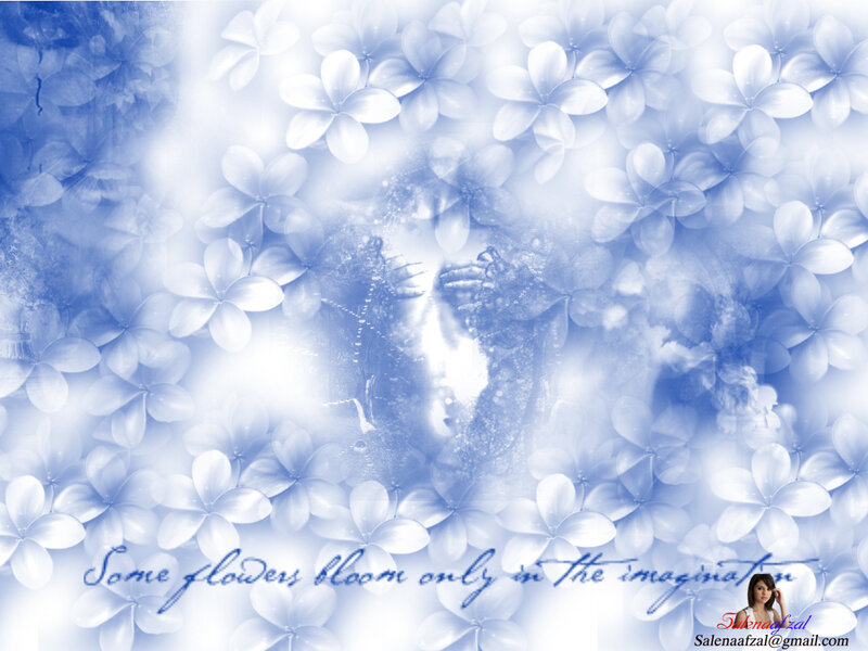 Blue flowers bloom in imagination