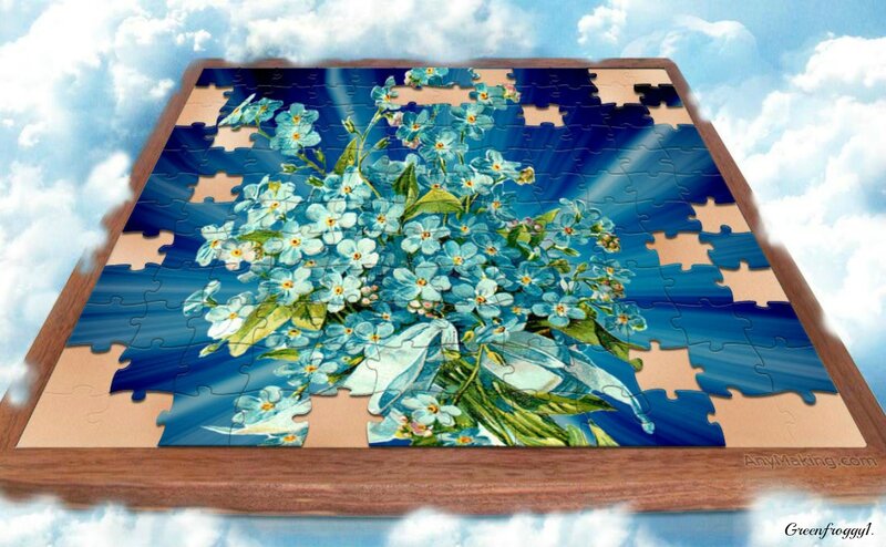 Blue Flowers in a Puzzle