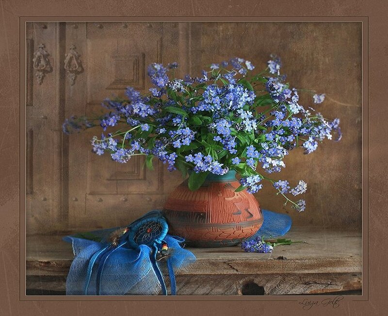 Blue flowers in a vase