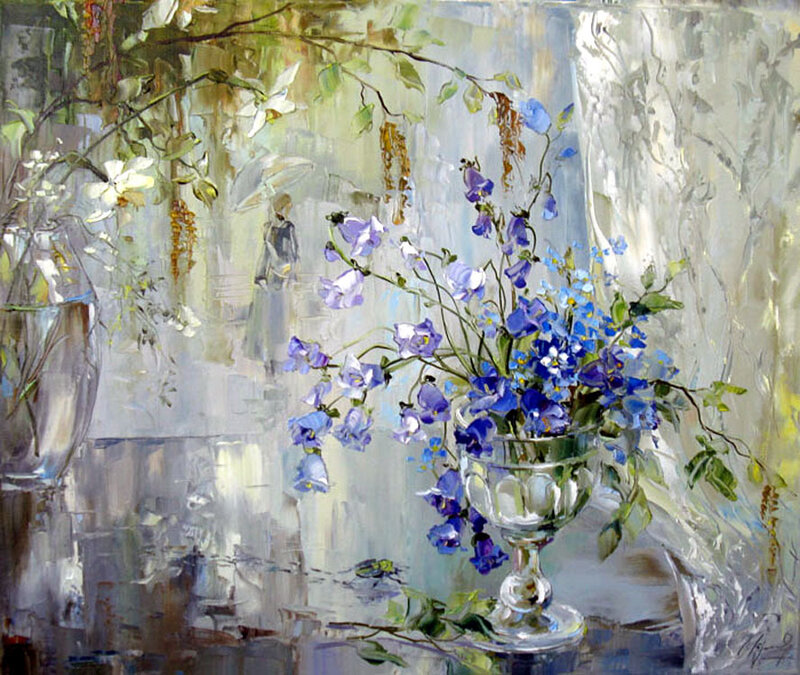 Blue Flowers in a Vase — Serene