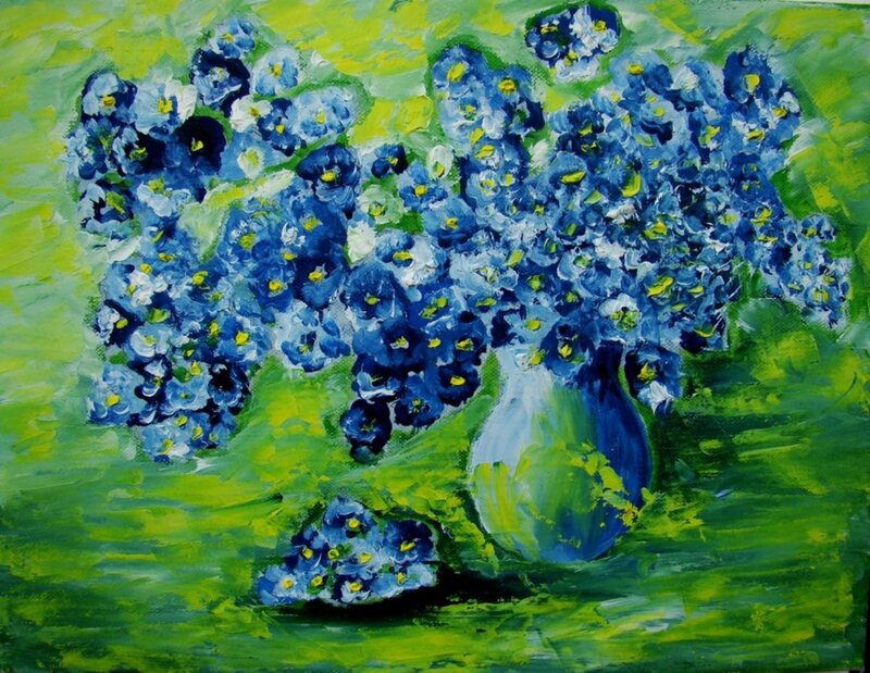 Blue Flowers in a Vase — Vibrant