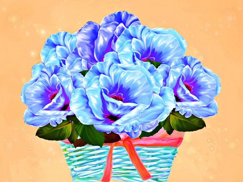 Blue Flowers in Basket — Calm