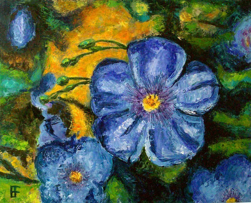 Blue Flowers in Garden — Vibrant