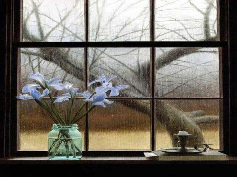 Blue Flowers in Jar — Calm, Winter