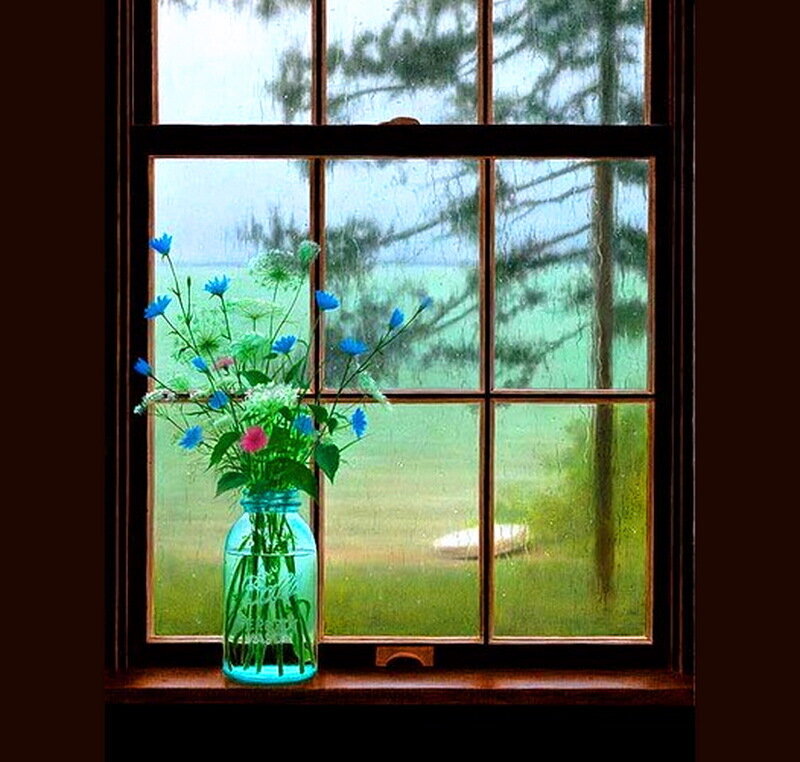 Blue Flowers in Jar