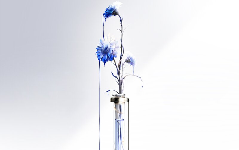 Blue Flowers in Test Tube