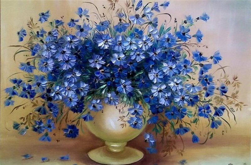 Blue Flowers in Vase — Calm