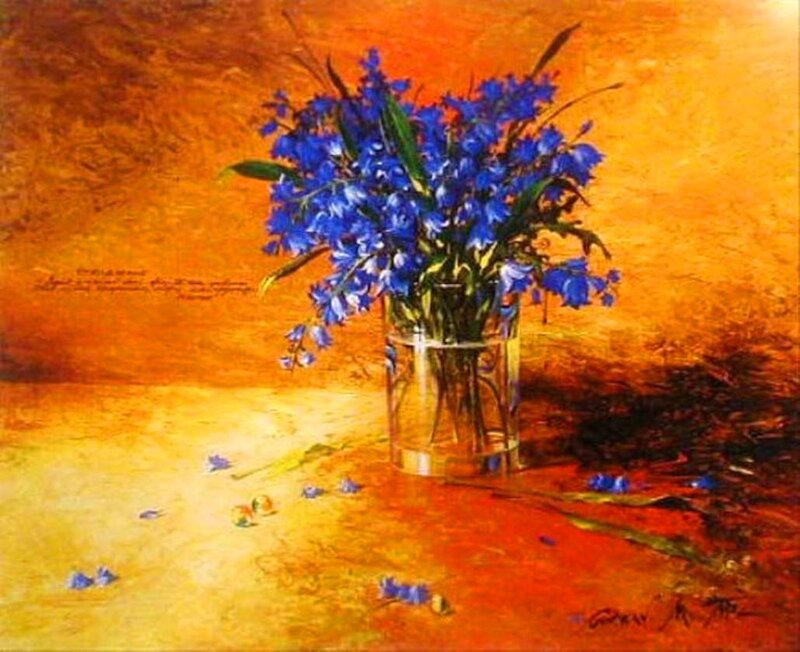 Blue Flowers in Vase — Orange