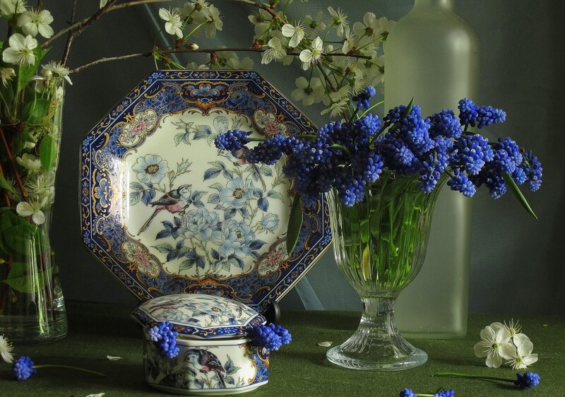 Blue Flowers in Vase — Serene, Spring