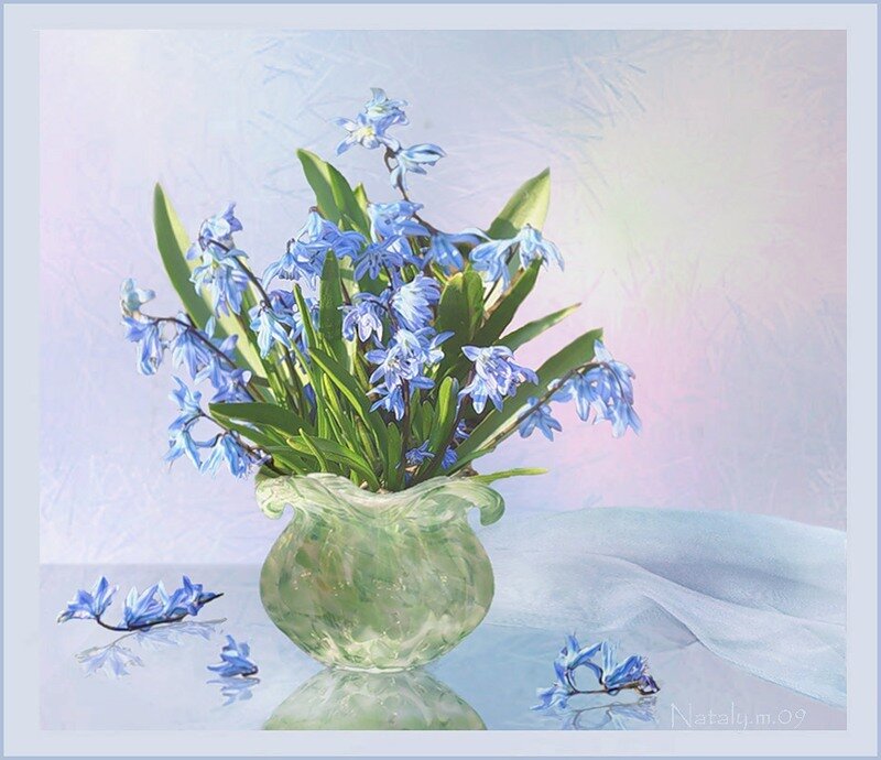 Blue Flowers in Vase