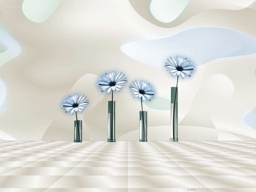Blue flowers in vases