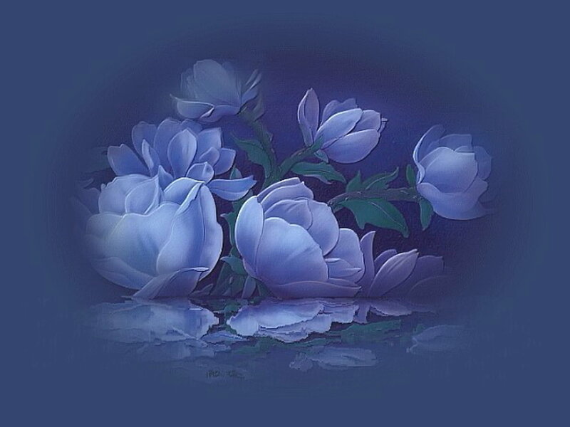 Blue Flowers in Water — Serene