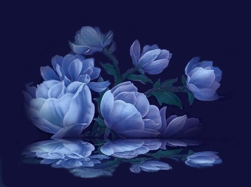Blue Flowers in Water