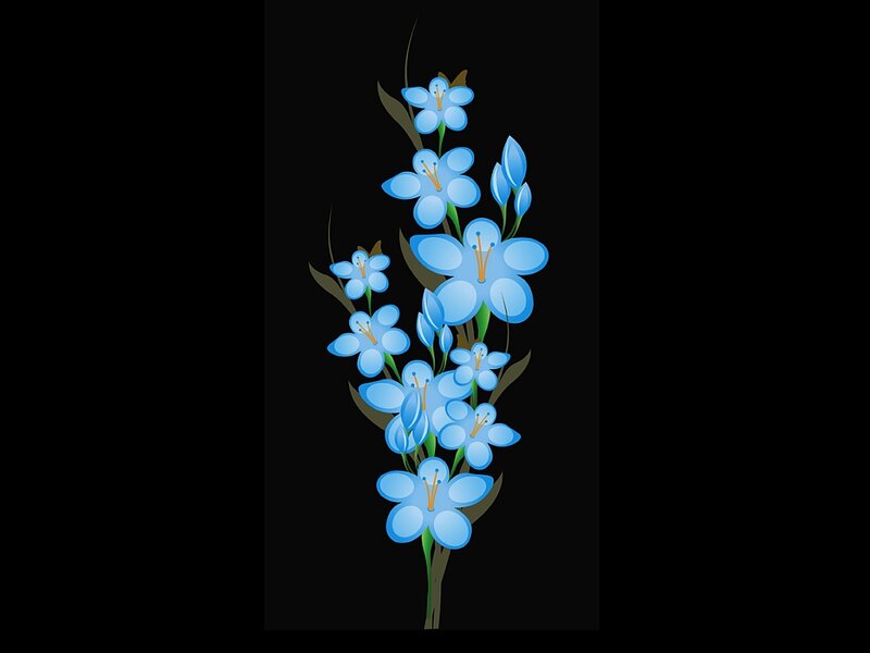 Blue Flowers on Black — Calm