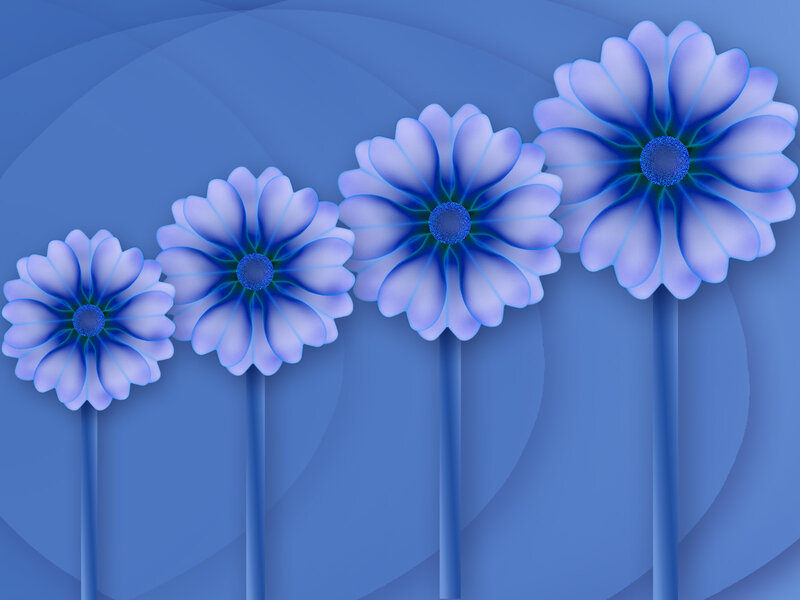 blue flowers on blue background