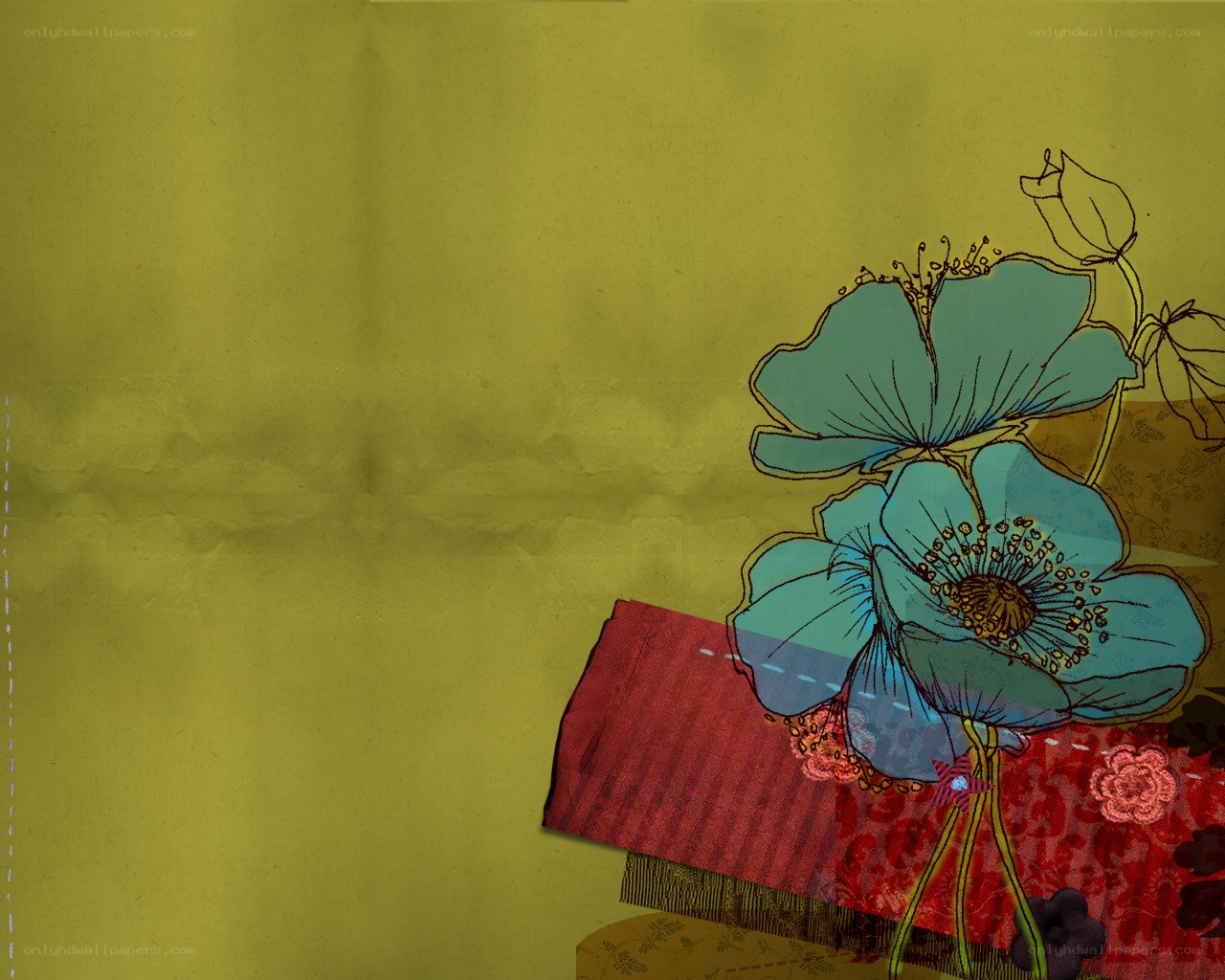blue flowers on textured background