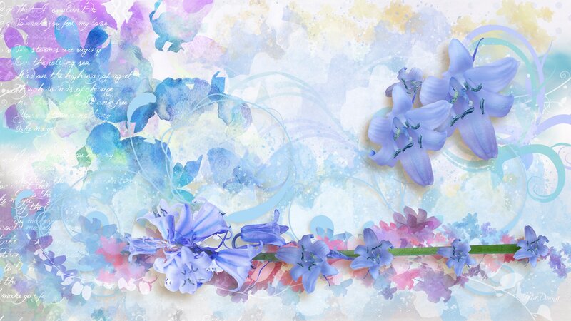 Blue Flowers on Watercolor