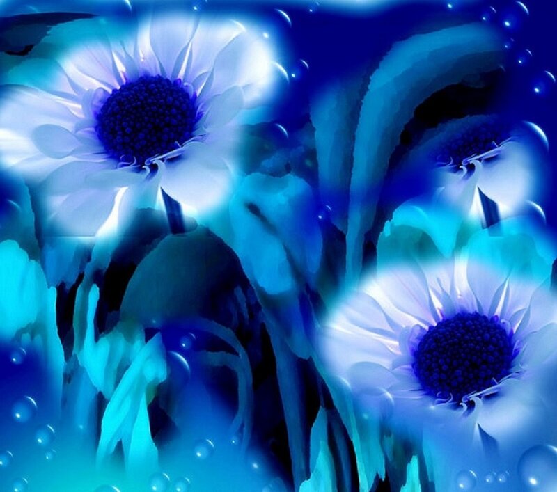 Blue Flowers Underwater