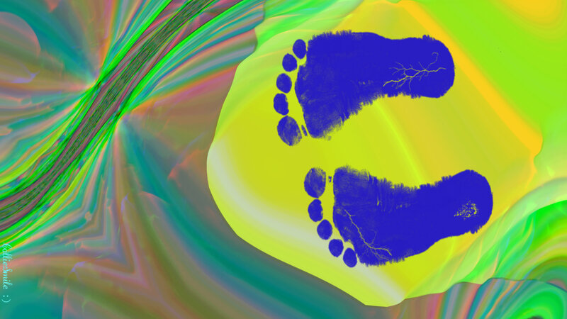 Blue Footprints on Yellow