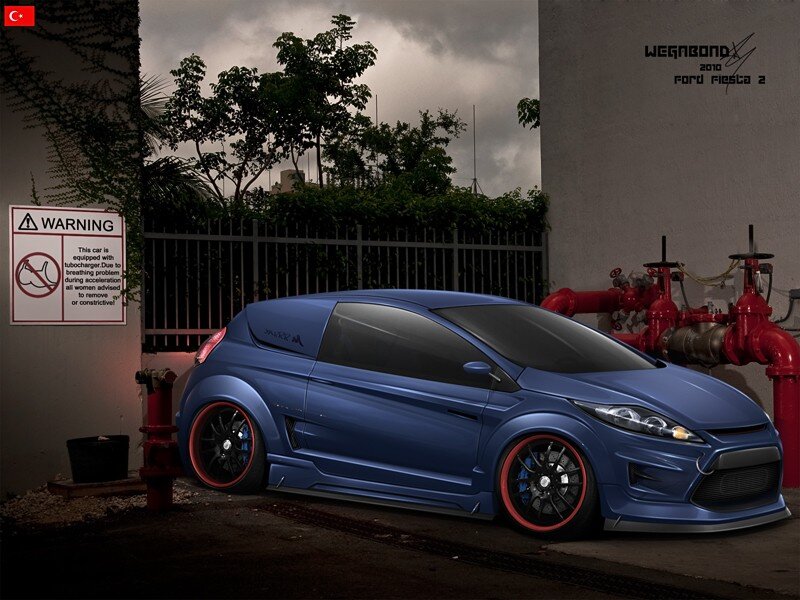 Blue Ford Fiesta tuning car