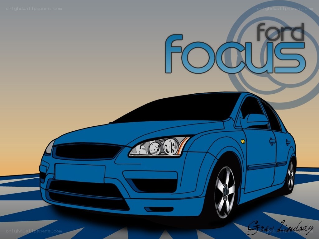 Blue Ford Focus car illustration