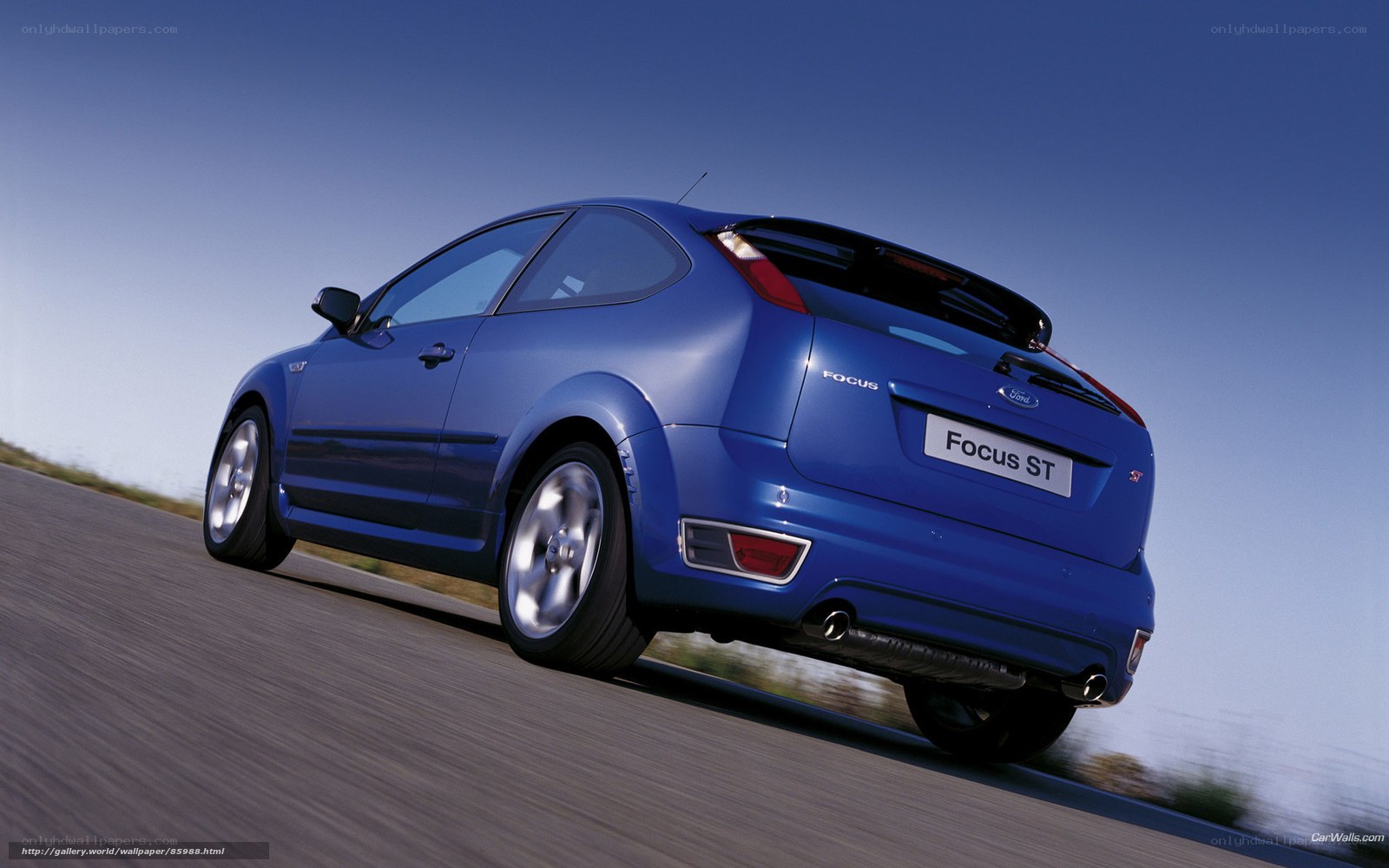 Blue Ford Focus ST in motion