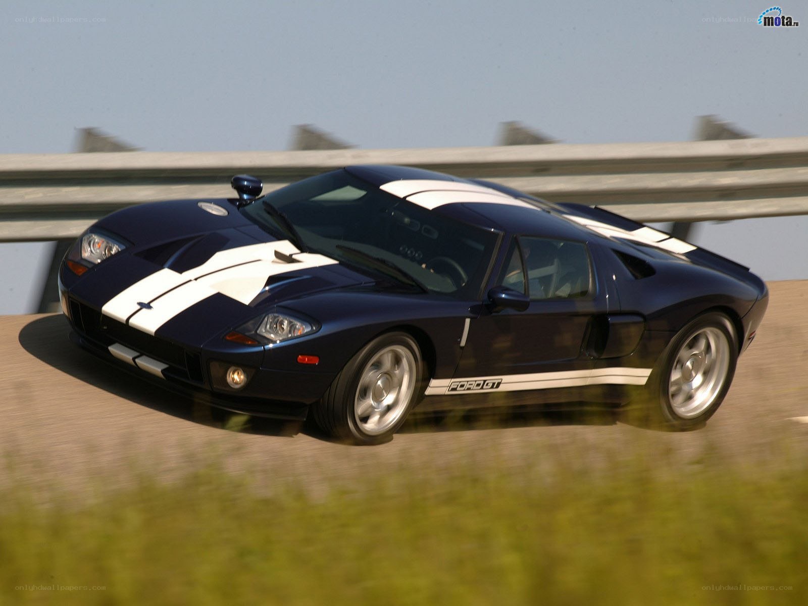 blue ford gt on track