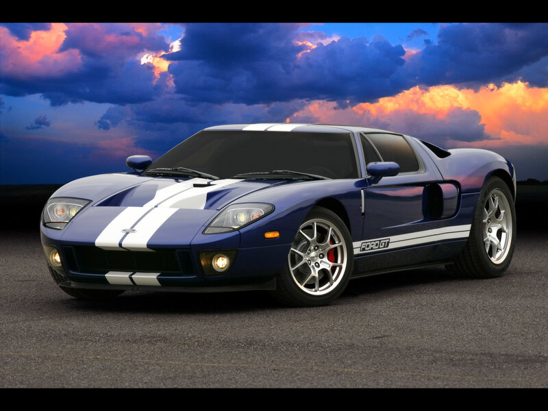 Blue Ford GT sports car