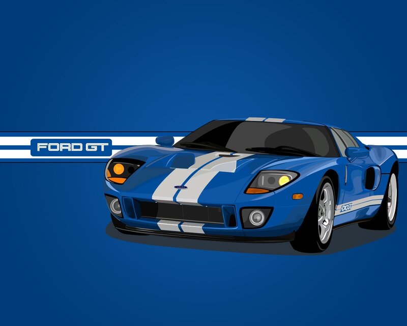 Blue Ford GT sports car