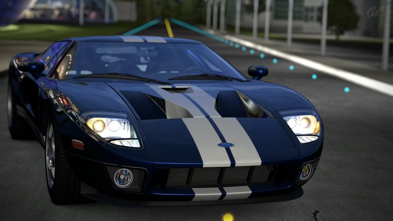 blue ford gt sports car