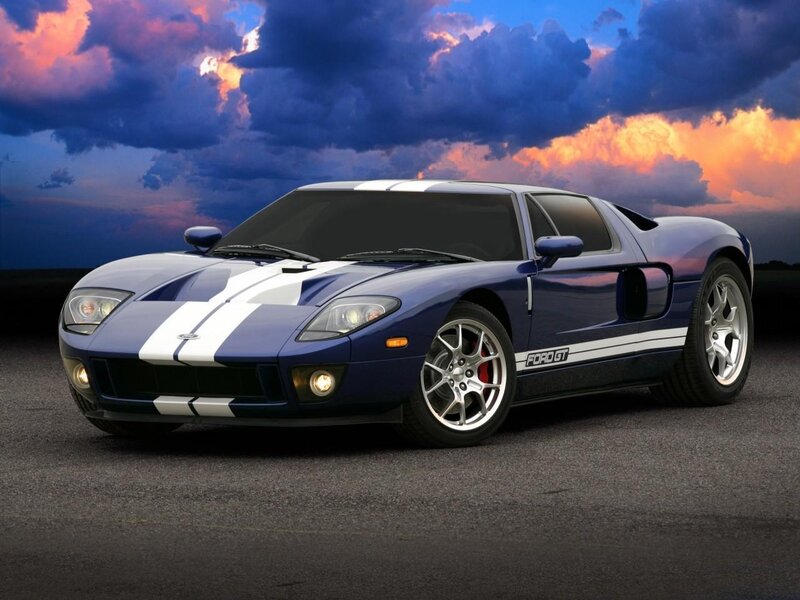 Blue Ford GT Sports Car — Dramatic