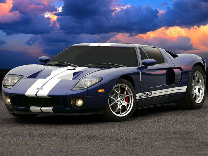 Blue Ford GT sports car