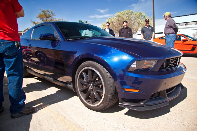 Blue Ford Mustang at car show