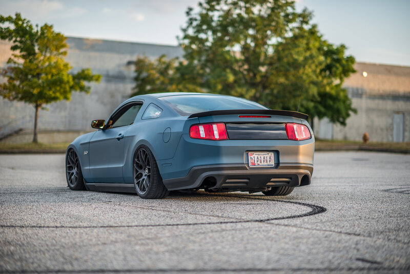 Blue Ford Mustang — Calm, Sunset
