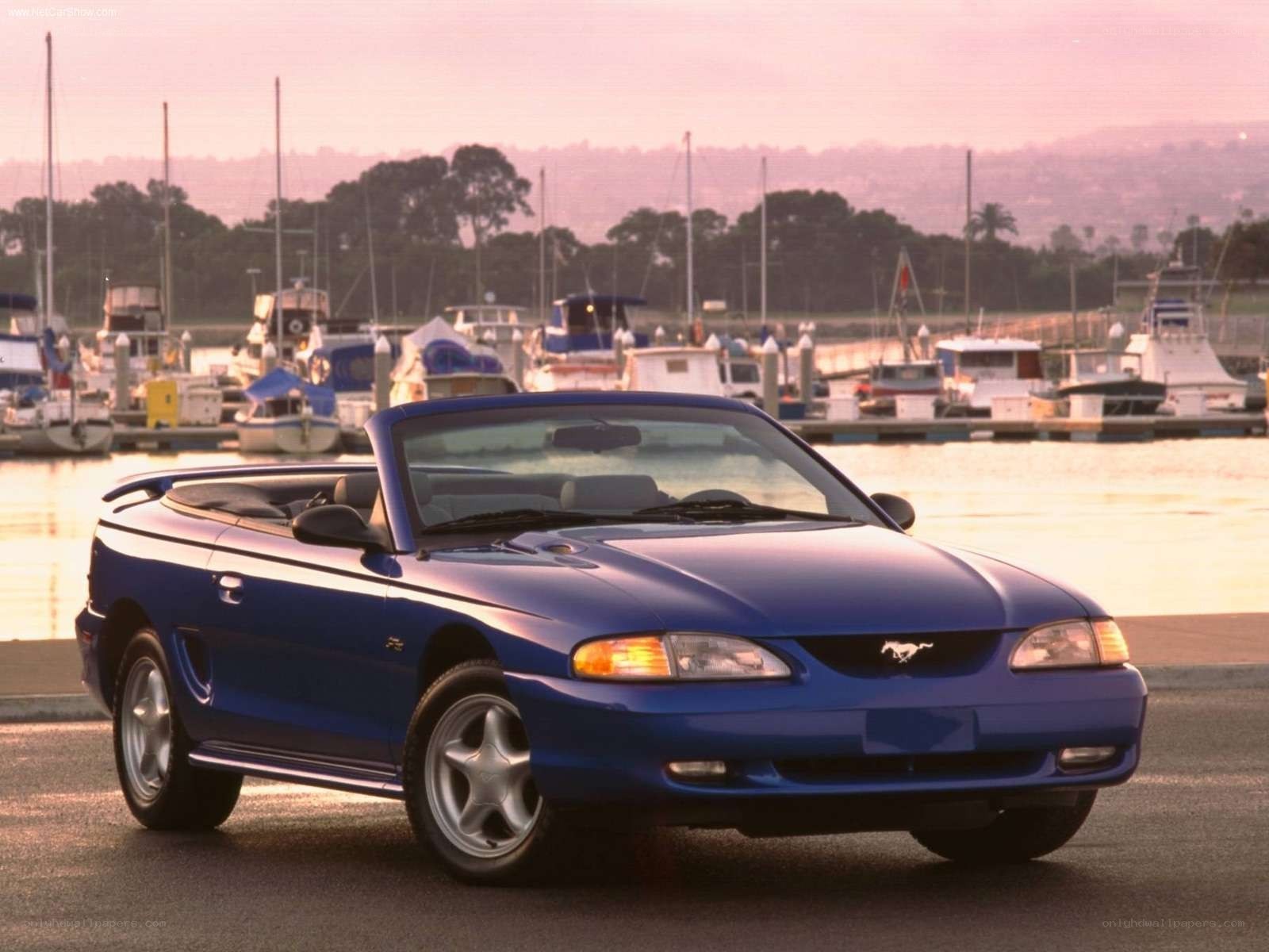 Blue Ford Mustang convertible