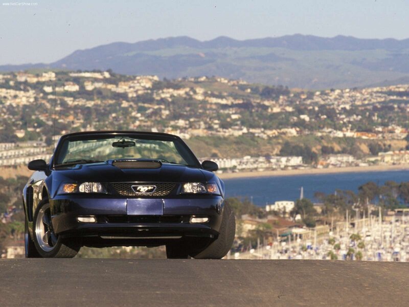 Blue Ford Mustang convertible