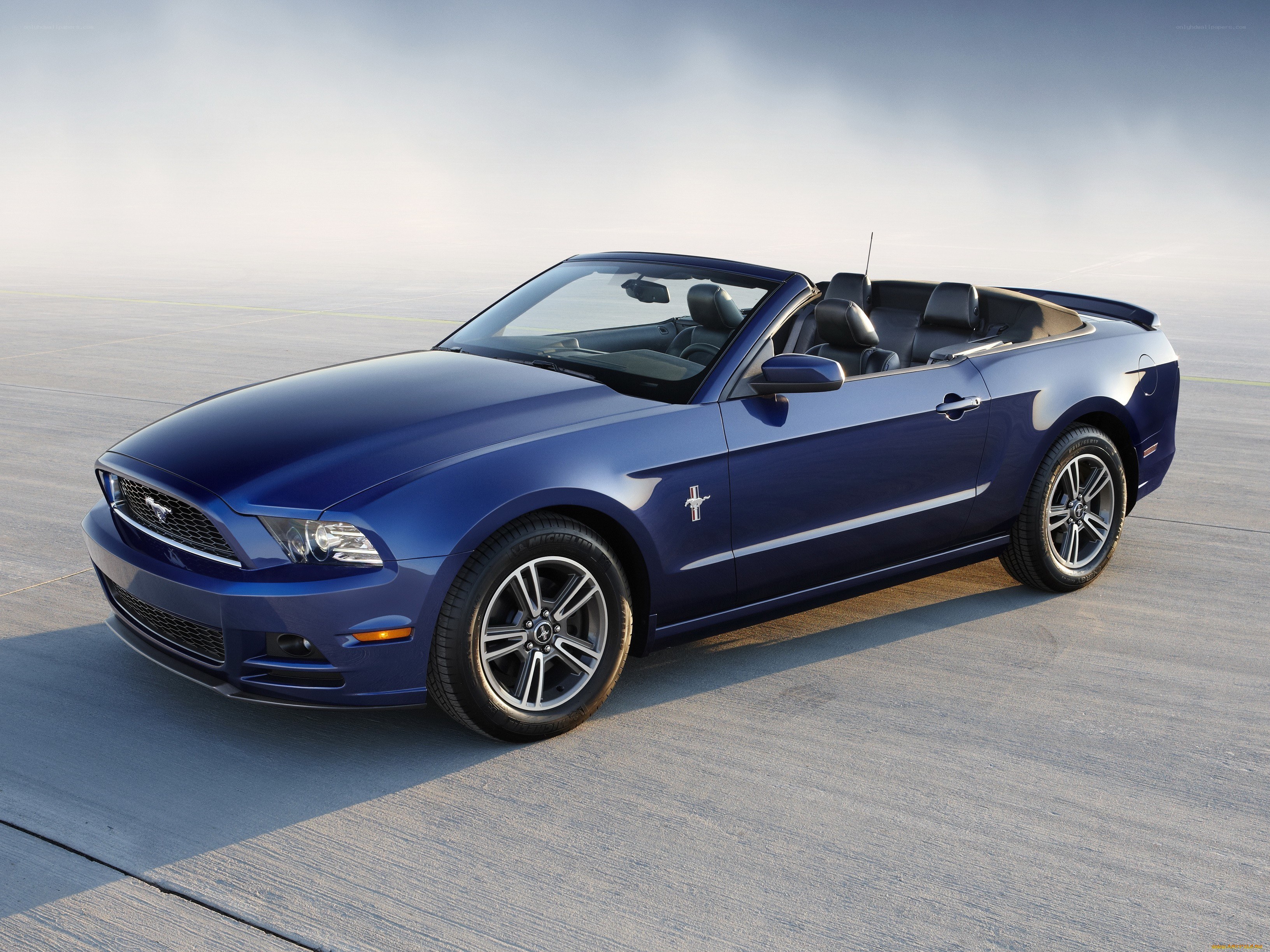 Blue Ford Mustang convertible