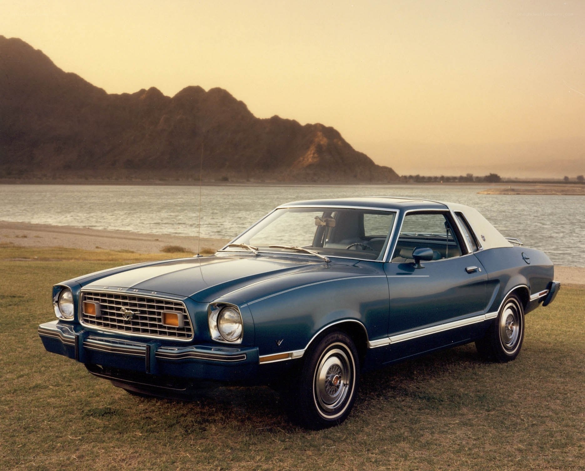 Blue Ford Mustang coupe