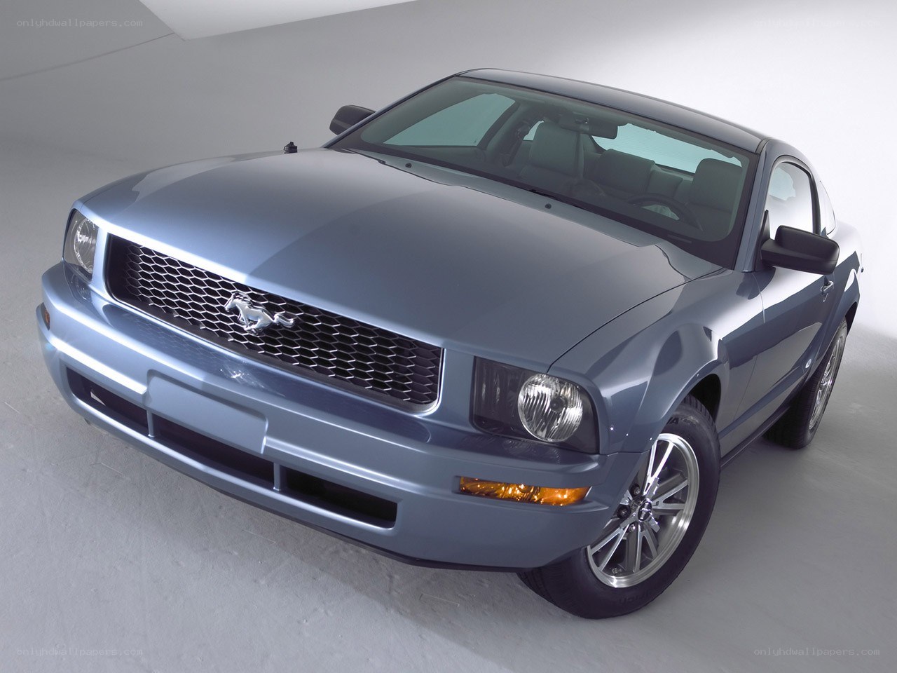 Blue Ford Mustang coupe
