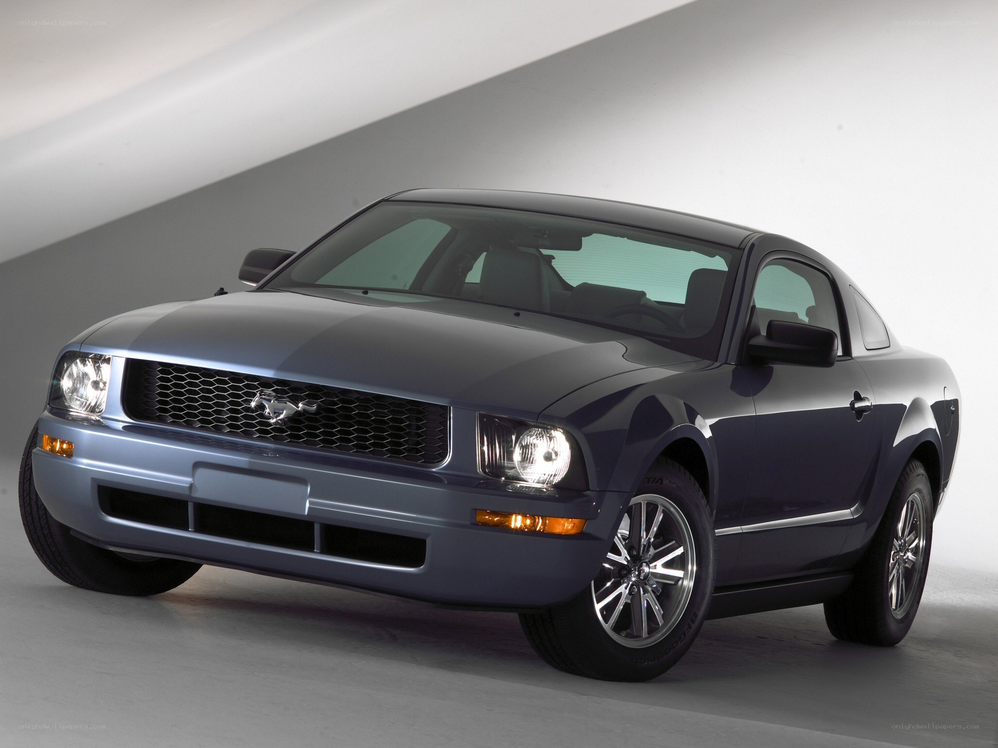 Blue Ford Mustang coupe