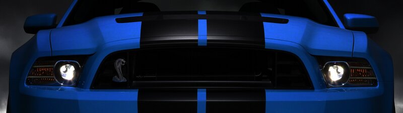 Blue Ford Mustang — Dramatic, Photograph, Car, Headlights