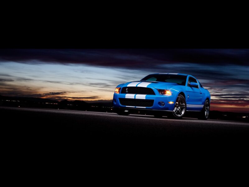 Blue Ford Mustang — Dramatic, Sunset, Photograph