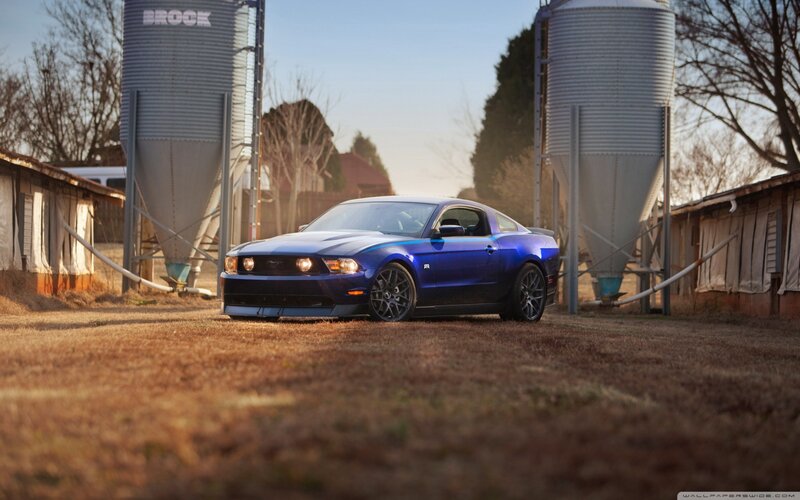 Blue Ford Mustang — Dramatic, Sunset