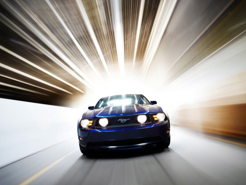 Blue Ford Mustang — Dynamic, Photograph, Car