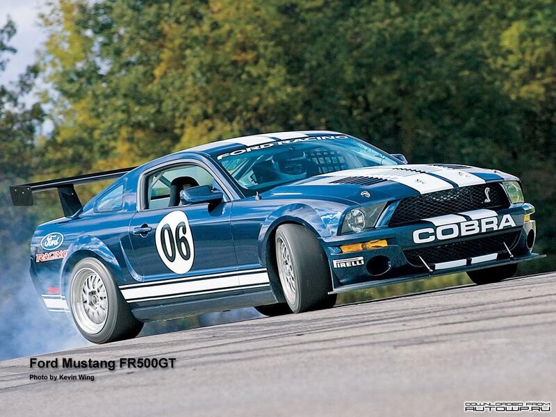 Blue Ford Mustang FR500GT race car