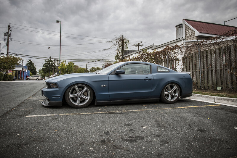 Blue Ford Mustang — Gray