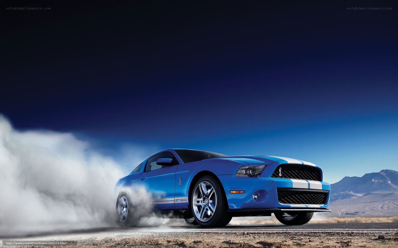 Blue Ford Mustang GT500 drift